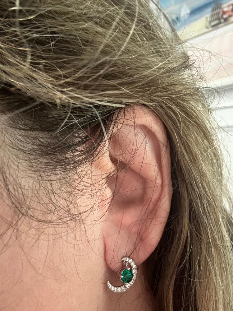 Luna Birthstone Stud Earrings 18k White Gold Plated with Round Cut Crystals - Customer Photo From Mac i.