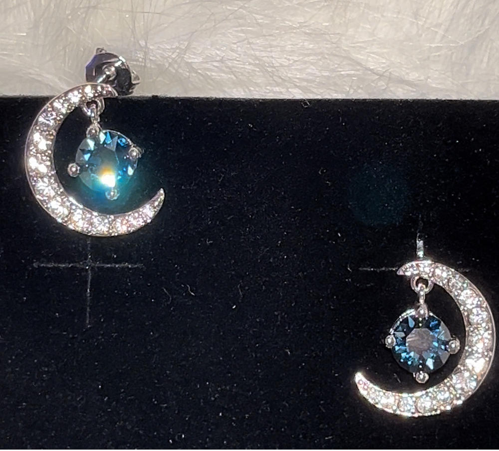 Luna Birthstone Stud Earrings 18k White Gold Plated with Round Cut Crystals - Customer Photo From MoonGoddess