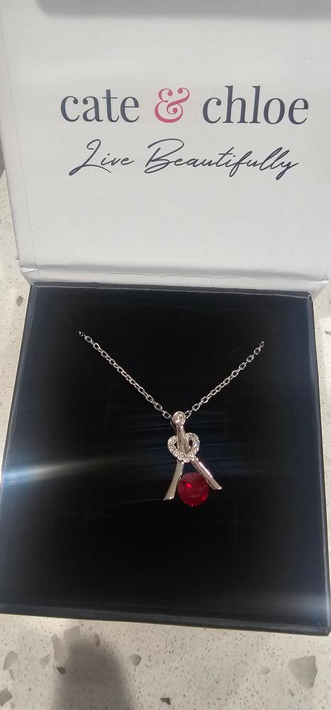 Serenity Birthstone Necklace 18k White Gold Plated with Round Cut Crystals - Customer Photo From Jp1