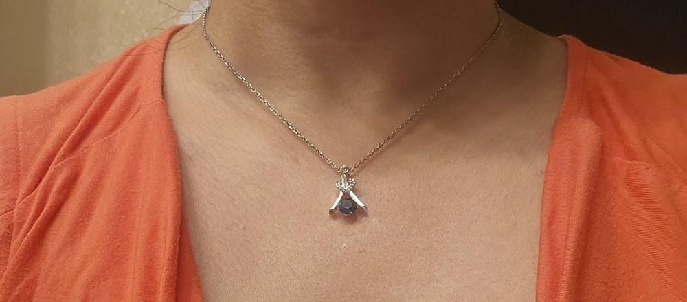 Serenity Birthstone Necklace 18k White Gold Plated with Round Cut Crystals - Customer Photo From J. H.