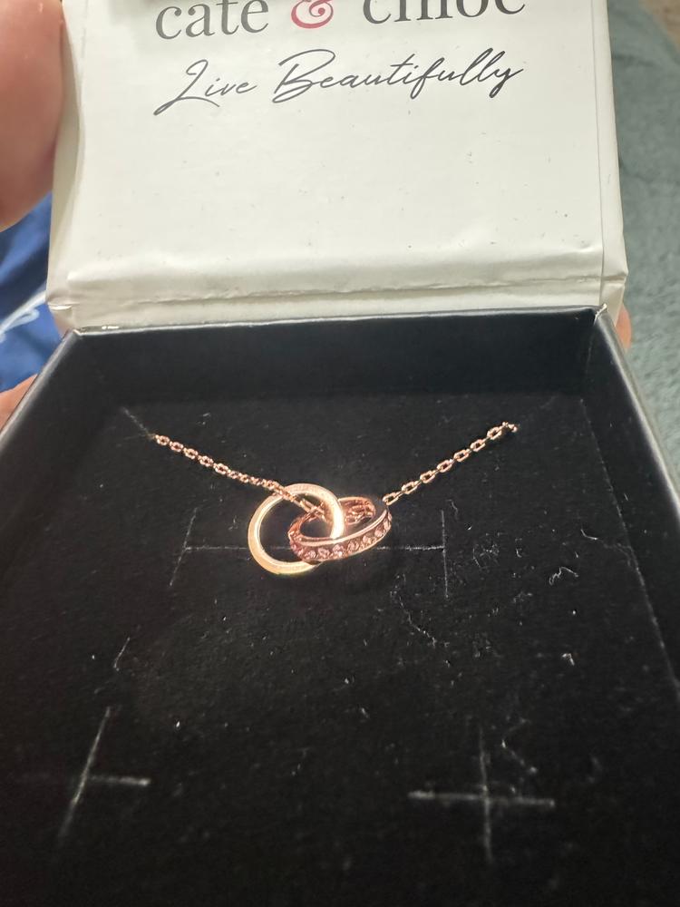 Rosie 18k Rose Gold Plated Pendant Necklace with Pink Crystals - Customer Photo From Debby