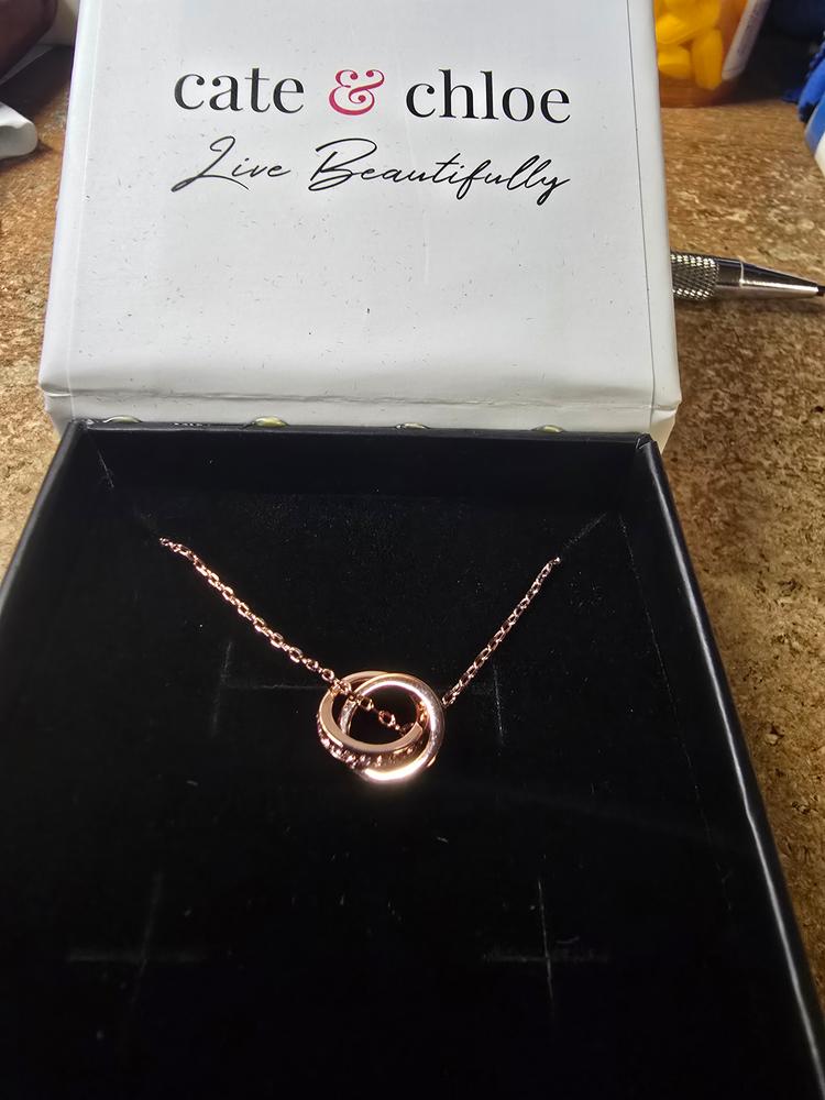 Rosie 18k Rose Gold Plated Pendant Necklace with Pink Crystals - Customer Photo From Ranae