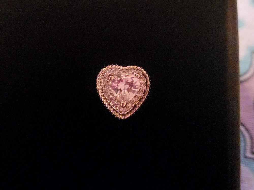 Donna 18k White Gold Plated Silver Heart Stud Earrings with Simulated Diamond Crystals - Customer Photo From Brittinee 