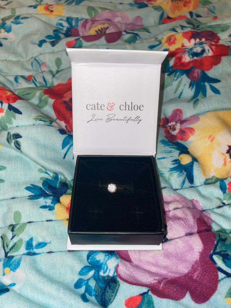 Moissanite by Cate & Chloe Abigail Sterling Silver Ring with Moissanite and 5A Cubic Zirconia Crystals - Customer Photo From Mandy83