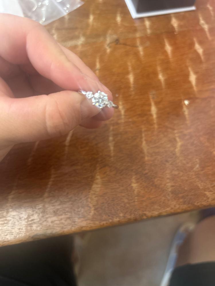 Moissanite by Cate & Chloe Sarah Sterling Silver Ring with Moissanite Crystals - Customer Photo From C.Ainsworth