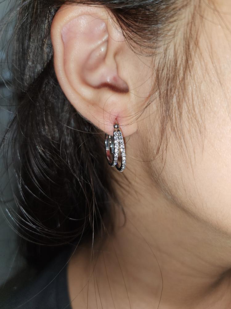 Corina 18k White Gold Plated Crystal Hoop Earrings for Women - Customer Photo From Monique