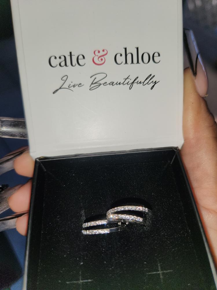 Corina 18k White Gold Plated Crystal Hoop Earrings for Women - Customer Photo From Monique