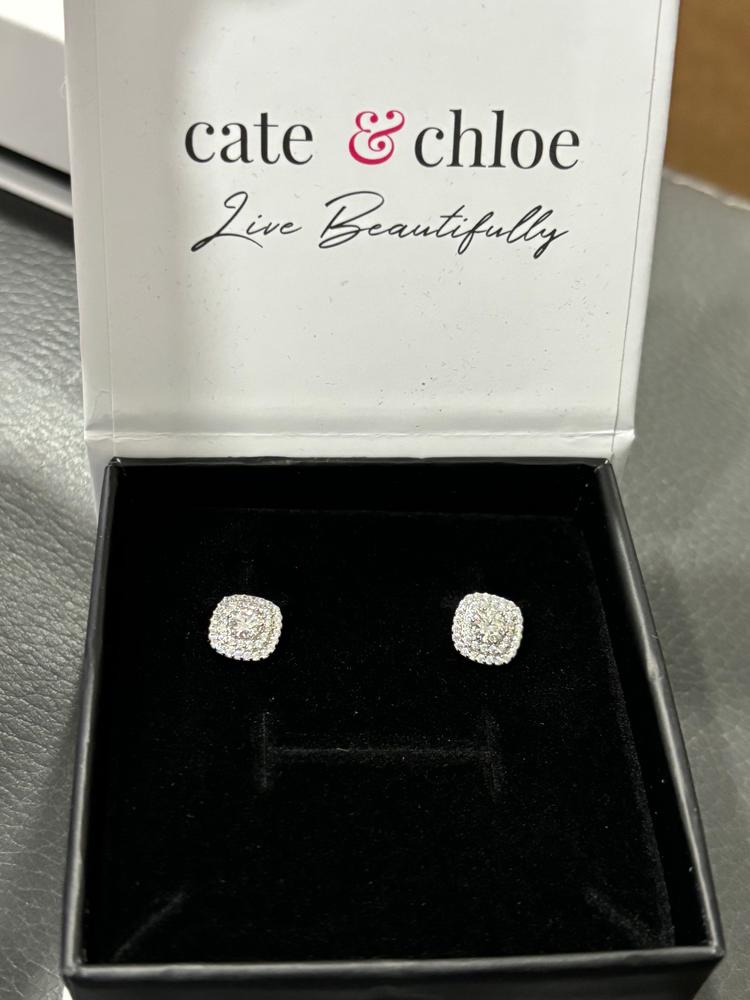 Moissanite by Cate & Chloe Lucy Sterling Silver Stud Earrings with Moissanite and 5A Cubic Zirconia Crystals - Customer Photo From YolyA