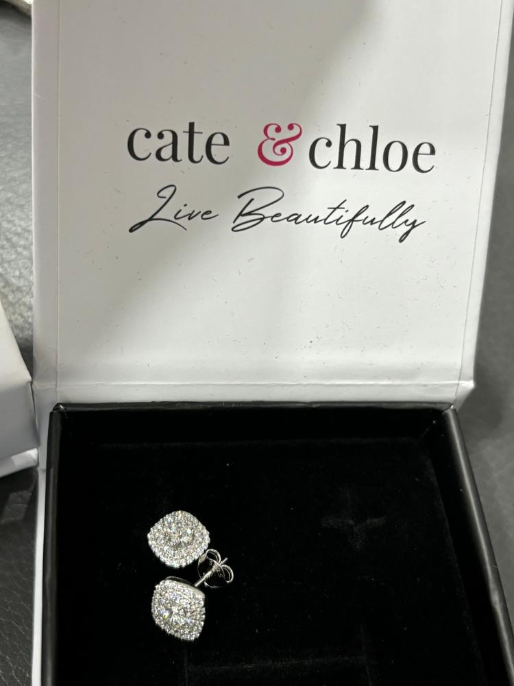 Moissanite by Cate & Chloe Lucy Sterling Silver Stud Earrings with Moissanite and 5A Cubic Zirconia Crystals - Customer Photo From YolyA