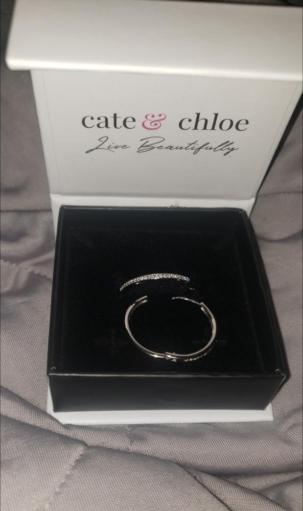 Moissanite by Cate & Chloe Delaney Sterling Silver Hoop Earrings with Moissanite and 5A Cubic Zirconia Crystals - Customer Photo From Carolyn E.