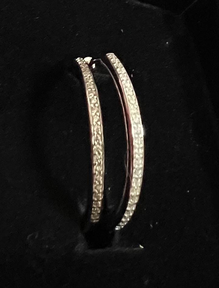Moissanite by Cate & Chloe Delaney Sterling Silver Hoop Earrings with Moissanite and 5A Cubic Zirconia Crystals - Customer Photo From Nancy A.