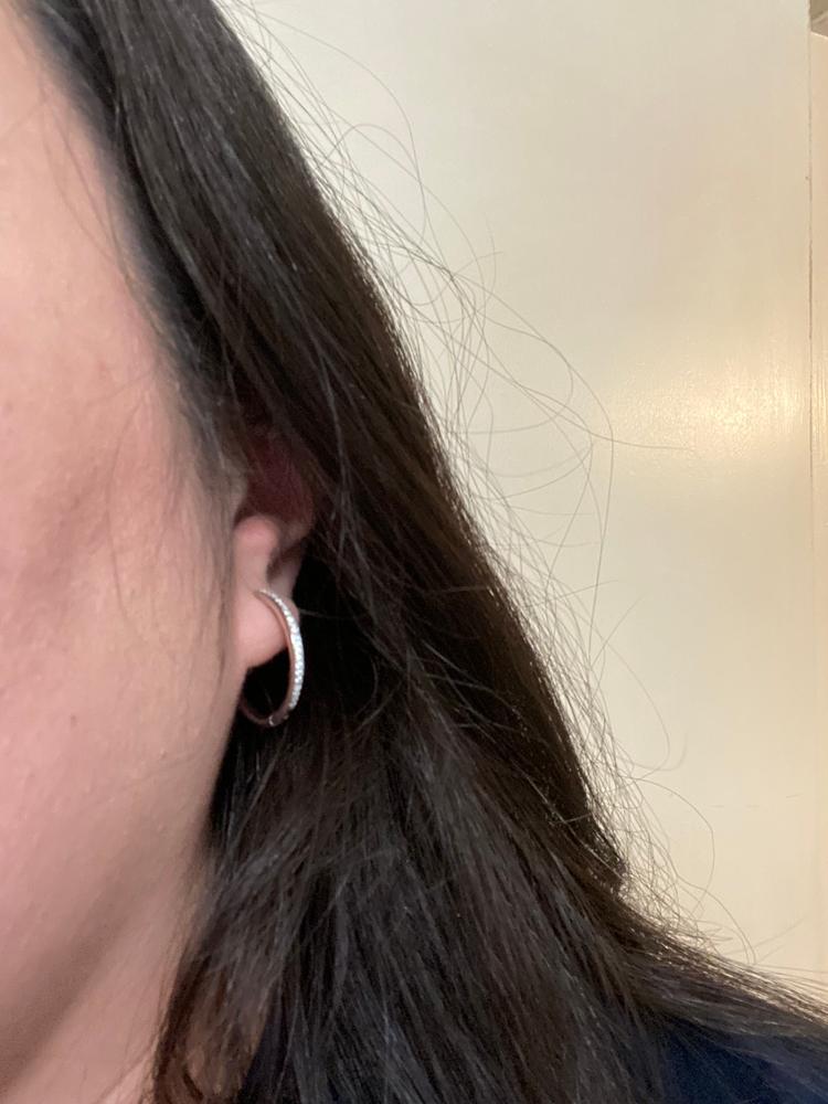 Moissanite by Cate & Chloe Delaney Sterling Silver Hoop Earrings with Moissanite and 5A Cubic Zirconia Crystals - Customer Photo From Yvette M.