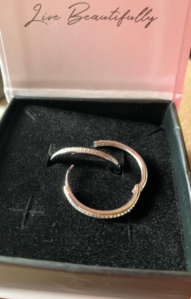 Moissanite by Cate & Chloe Delaney Sterling Silver Hoop Earrings with Moissanite and 5A Cubic Zirconia Crystals - Customer Photo From Deborah