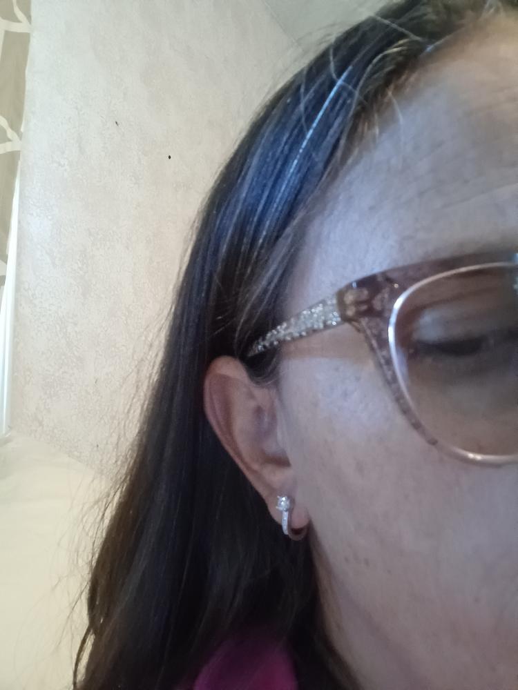 Moissanite by Cate & Chloe Genesis Sterling Silver Hoop Earrings with Moissanite and 5A Cubic Zirconia Crystals - Customer Photo From Amy G.