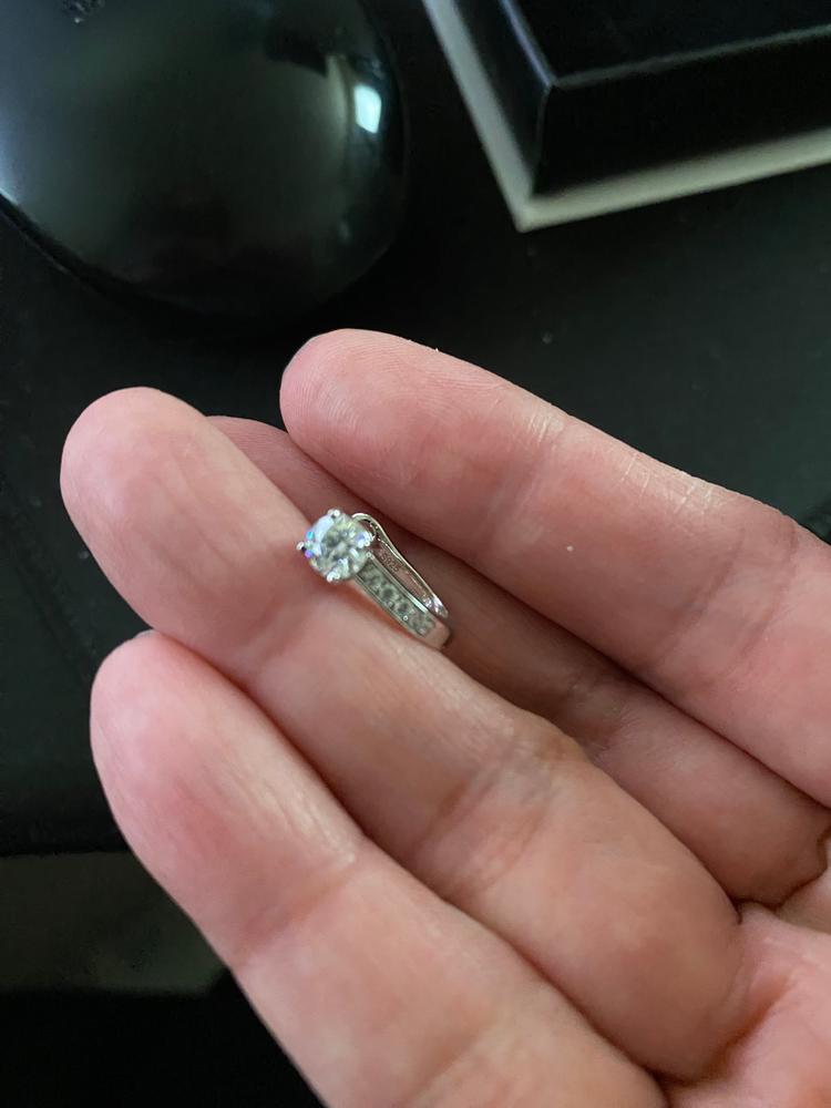 Moissanite by Cate & Chloe Genesis Sterling Silver Hoop Earrings with Moissanite and 5A Cubic Zirconia Crystals - Customer Photo From Cindy N.