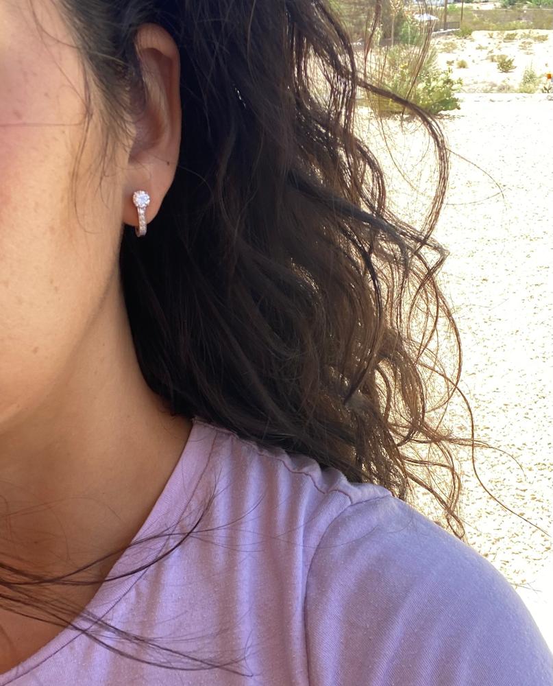 Moissanite by Cate & Chloe Genesis Sterling Silver Hoop Earrings with Moissanite and 5A Cubic Zirconia Crystals - Customer Photo From SC 