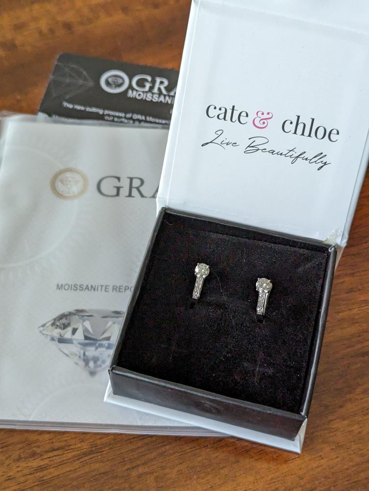 Moissanite by Cate & Chloe Genesis Sterling Silver Hoop Earrings with Moissanite and 5A Cubic Zirconia Crystals - Customer Photo From Regan R.