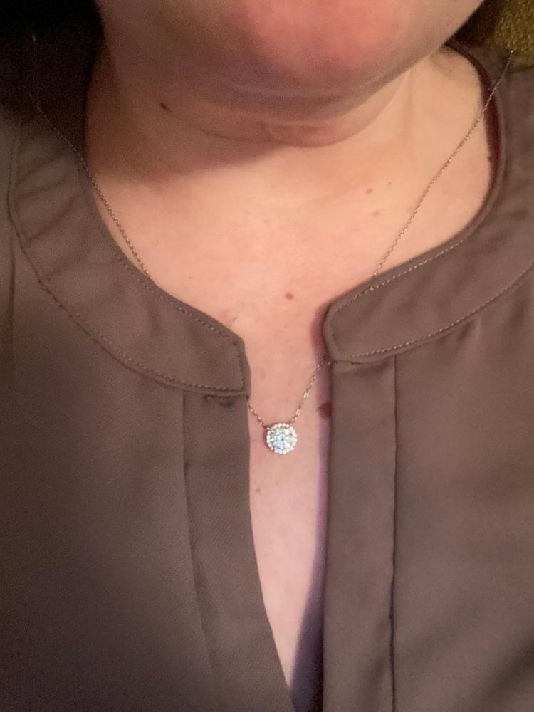 Moissanite by Cate & Chloe Sutton Sterling Silver Necklace with Moissanite and 5A Cubic Zirconia Crystals - Customer Photo From Nicole T.