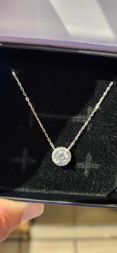Moissanite by Cate & Chloe Sutton Sterling Silver Necklace with Moissanite and 5A Cubic Zirconia Crystals - Customer Photo From Burlapandbutterknives
