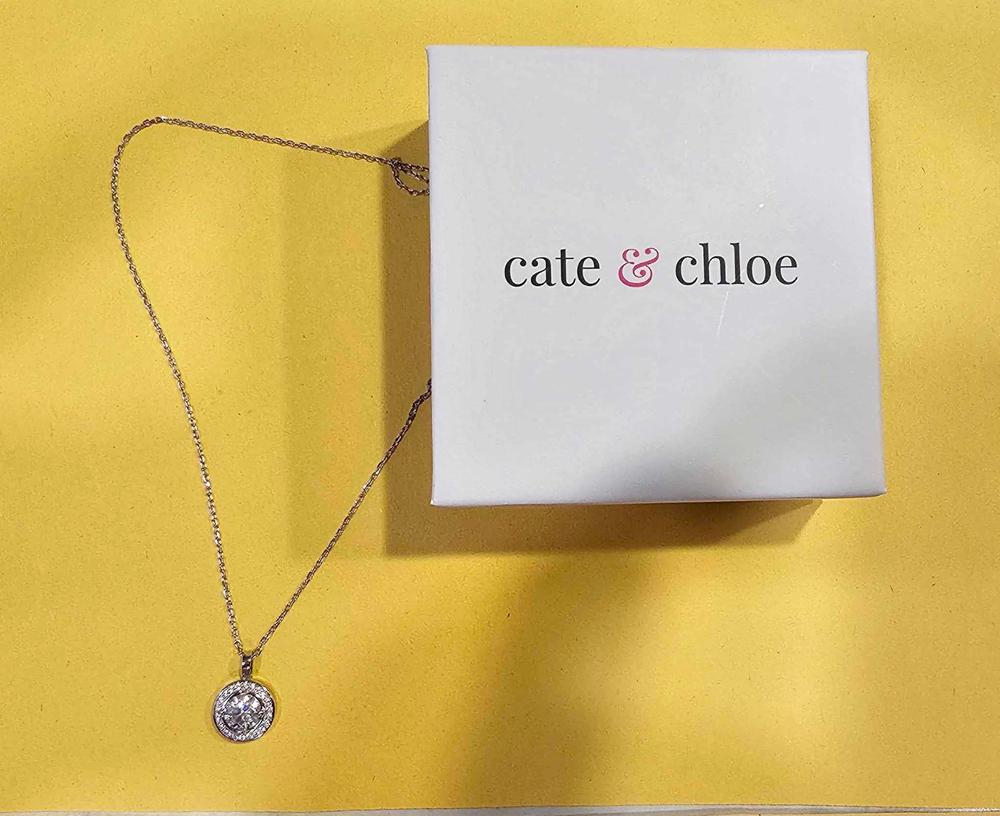 Moissanite by Cate & Chloe Jordan Sterling Silver Necklace with Moissanite and 5A Cubic Zirconia Crystals - Customer Photo From Jessica M.