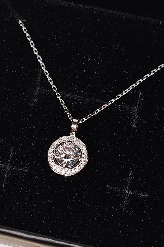 Moissanite by Cate & Chloe Jordan Sterling Silver Necklace with Moissanite and 5A Cubic Zirconia Crystals - Customer Photo From Lindsey L.