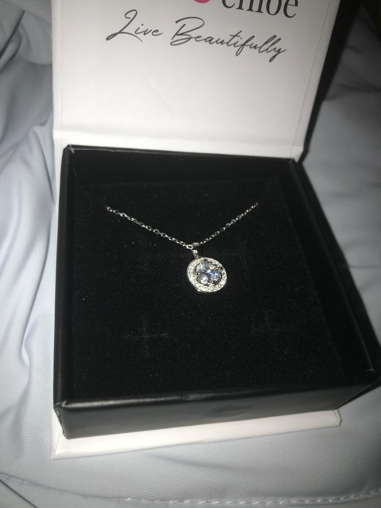 Moissanite by Cate & Chloe Jordan Sterling Silver Necklace with Moissanite and 5A Cubic Zirconia Crystals - Customer Photo From Donna K.