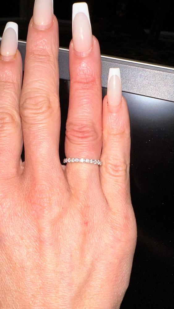 Moissanite by Cate & Chloe Sadie Sterling Silver Ring with Moissanite and 5A Cubic Zirconia Crystals - Customer Photo From Mylene S.