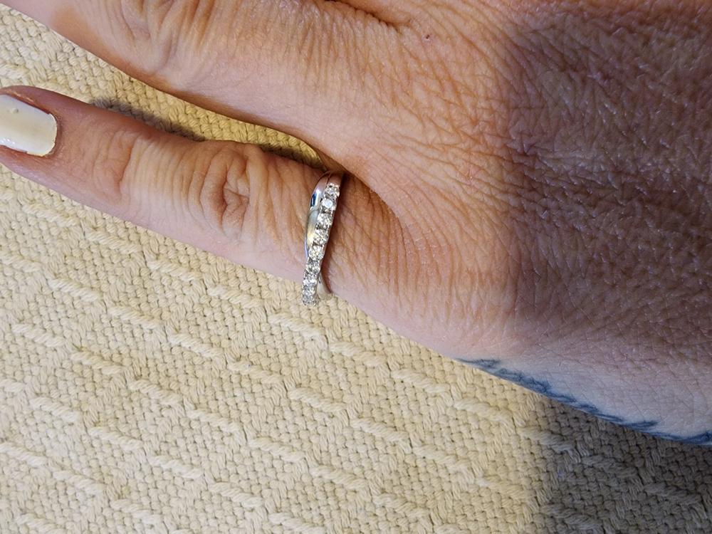 Moissanite by Cate & Chloe Emerson Sterling Silver Ring with Moissanite and 5A Cubic Zirconia Crystals - Customer Photo From Amanda c.
