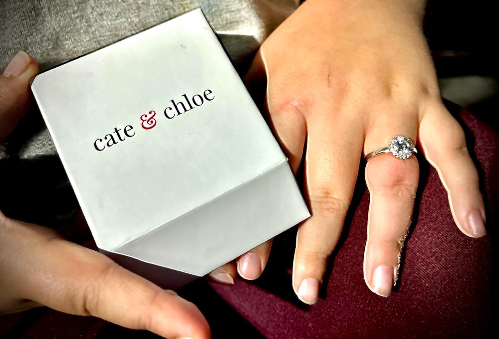 Moissanite by Cate & Chloe Cora Sterling Silver Ring with Moissanite and 5A Cubic Zirconia Crystals - Customer Photo From Kylie P.