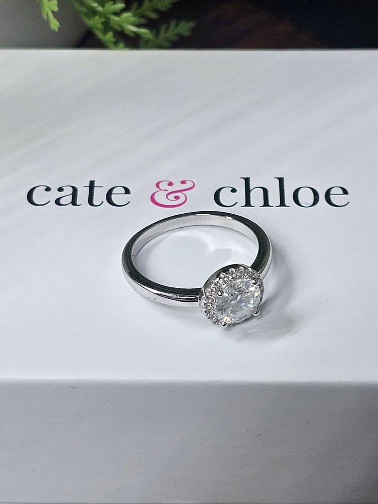 Moissanite by Cate & Chloe Cora Sterling Silver Ring with Moissanite and 5A Cubic Zirconia Crystals - Customer Photo From S H.