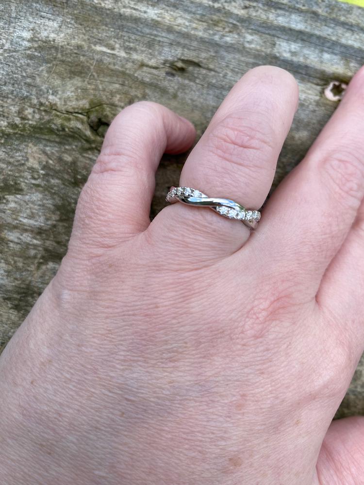 Moissanite by Cate & Chloe Avery Sterling Silver Ring with Moissanite and 5A Cubic Zirconia Crystals - Customer Photo From Heather P.