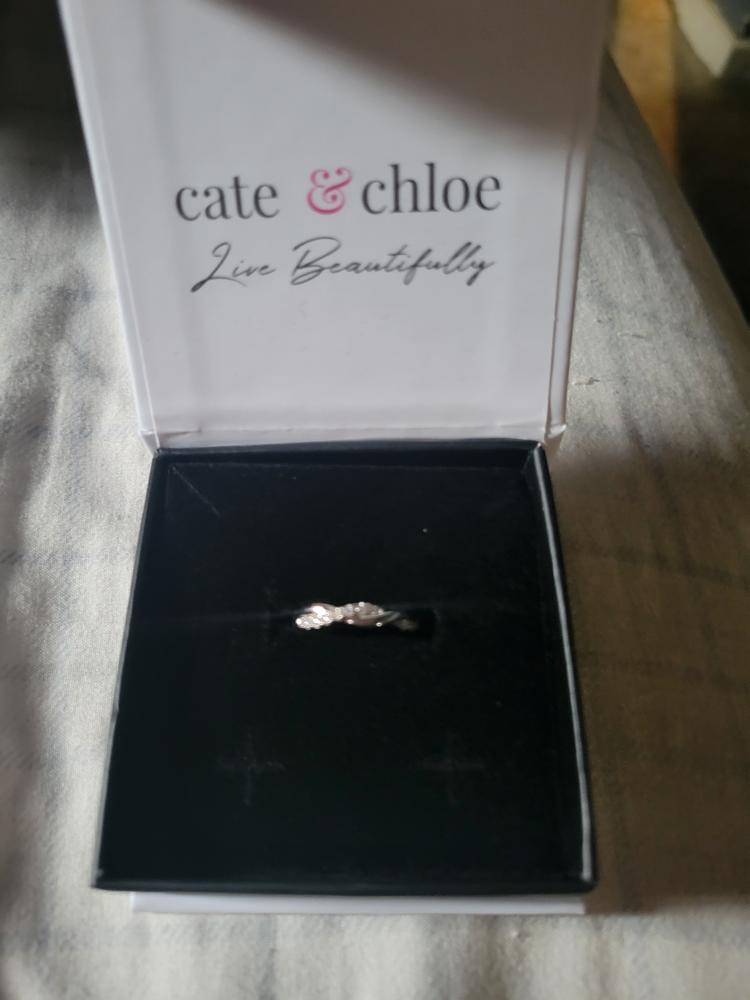 Moissanite by Cate & Chloe Avery Sterling Silver Ring with Moissanite and 5A Cubic Zirconia Crystals - Customer Photo From Mary B.