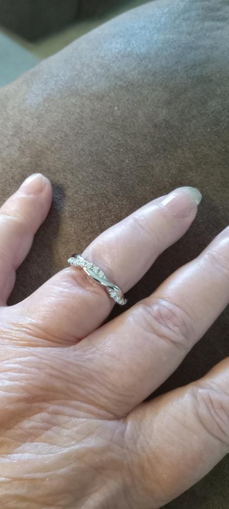 Moissanite by Cate & Chloe Avery Sterling Silver Ring with Moissanite and 5A Cubic Zirconia Crystals - Customer Photo From Jackie H.