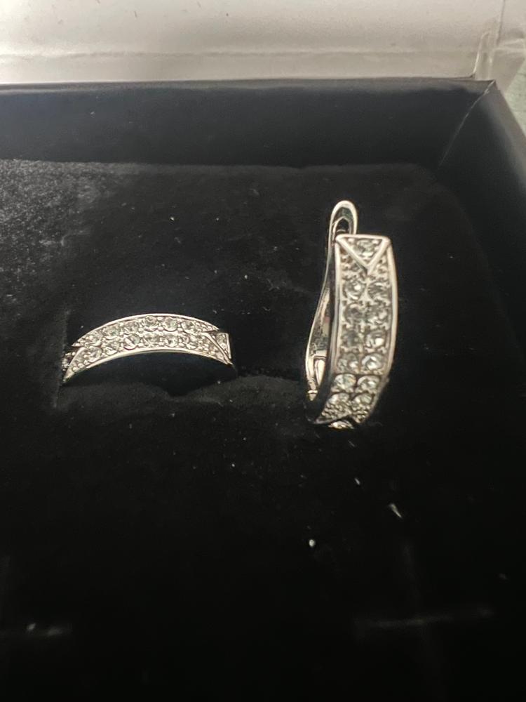 Sawyer 18k White Gold Plated Crystal Hoop Earrings for Women - Customer Photo From Michele