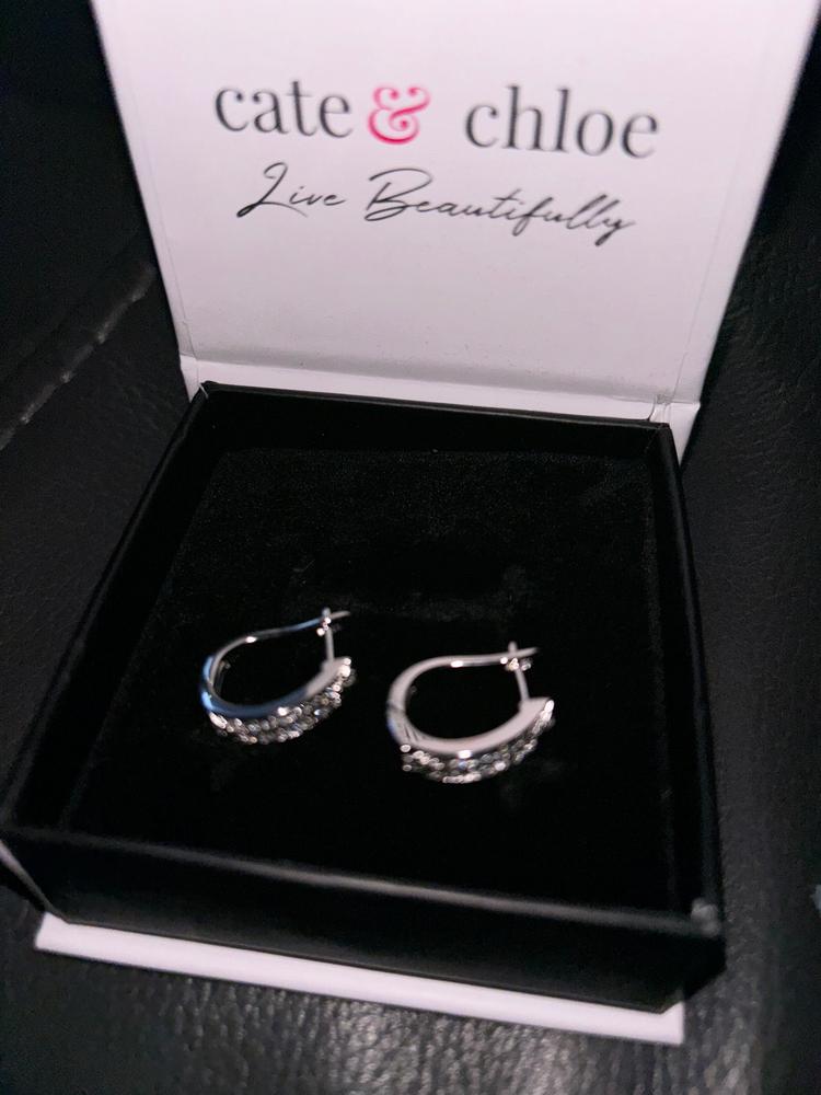 Sawyer 18k White Gold Plated Crystal Hoop Earrings for Women - Customer Photo From Yoly A.