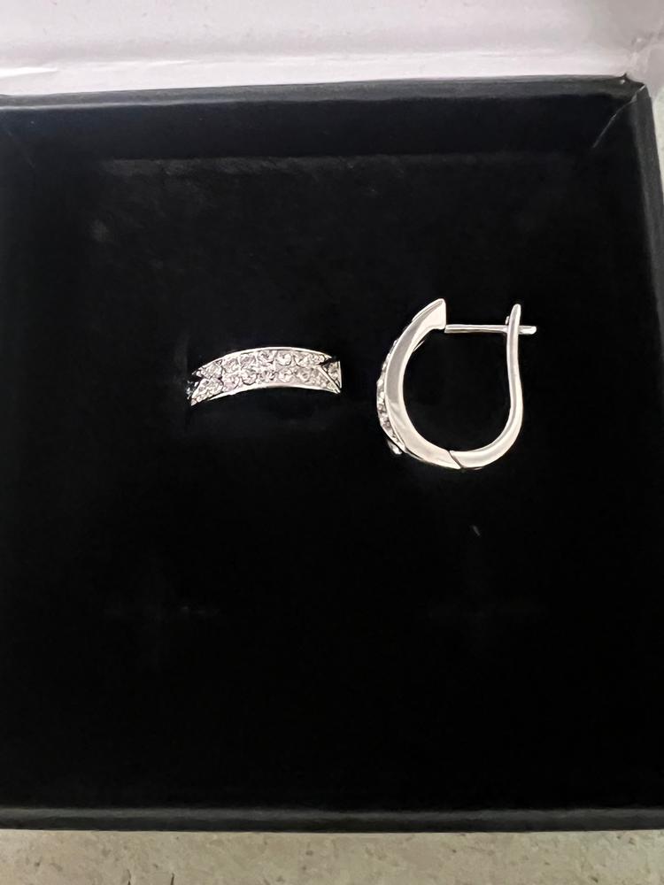 Sawyer 18k White Gold Plated Crystal Hoop Earrings for Women - Customer Photo From Michele