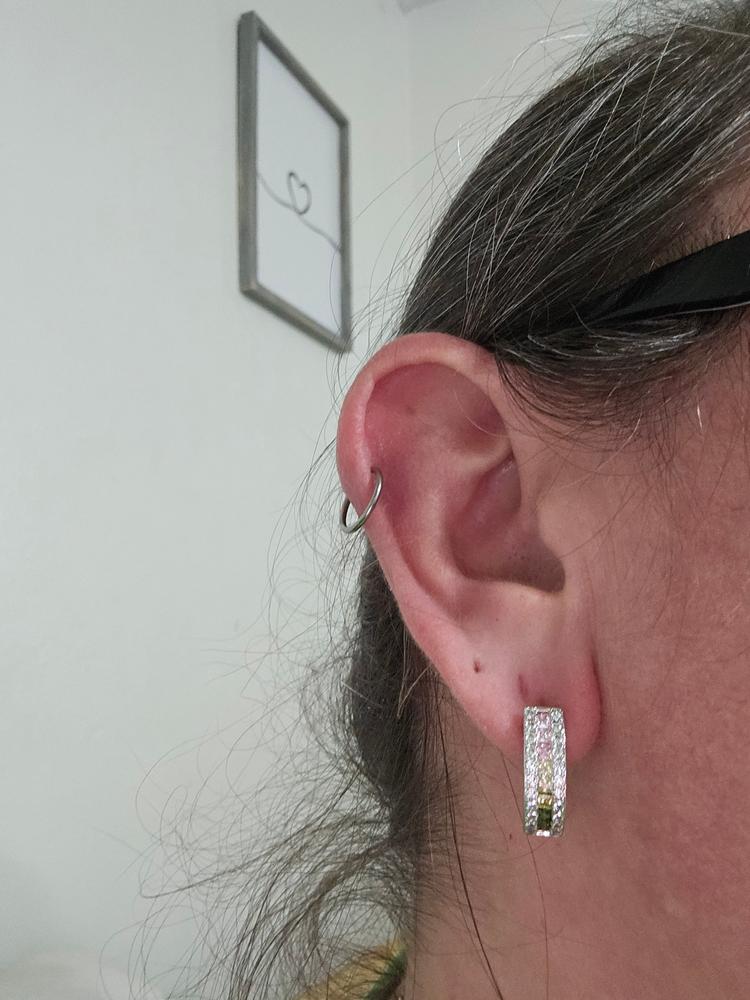 Rachel 18k White Gold Plated Crystal Hoop Earrings for Women - Customer Photo From CandyFitz