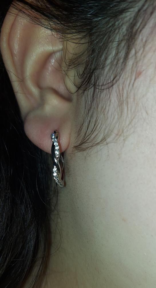 Lauren 18k White Gold Plated Crystal Hoop Earrings for Women - Customer Photo From Michelle J.