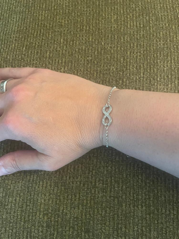 Morgan 18k White Gold Plated Crystal Infinity Bracelet - Customer Photo From Desiree B.