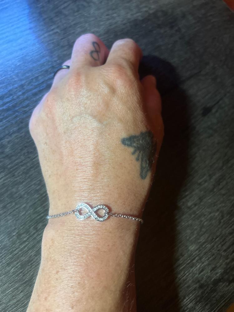 Morgan 18k White Gold Plated Crystal Infinity Bracelet - Customer Photo From Merry P.