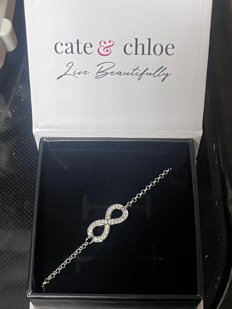 Morgan 18k White Gold Plated Crystal Infinity Bracelet - Customer Photo From Heather R.