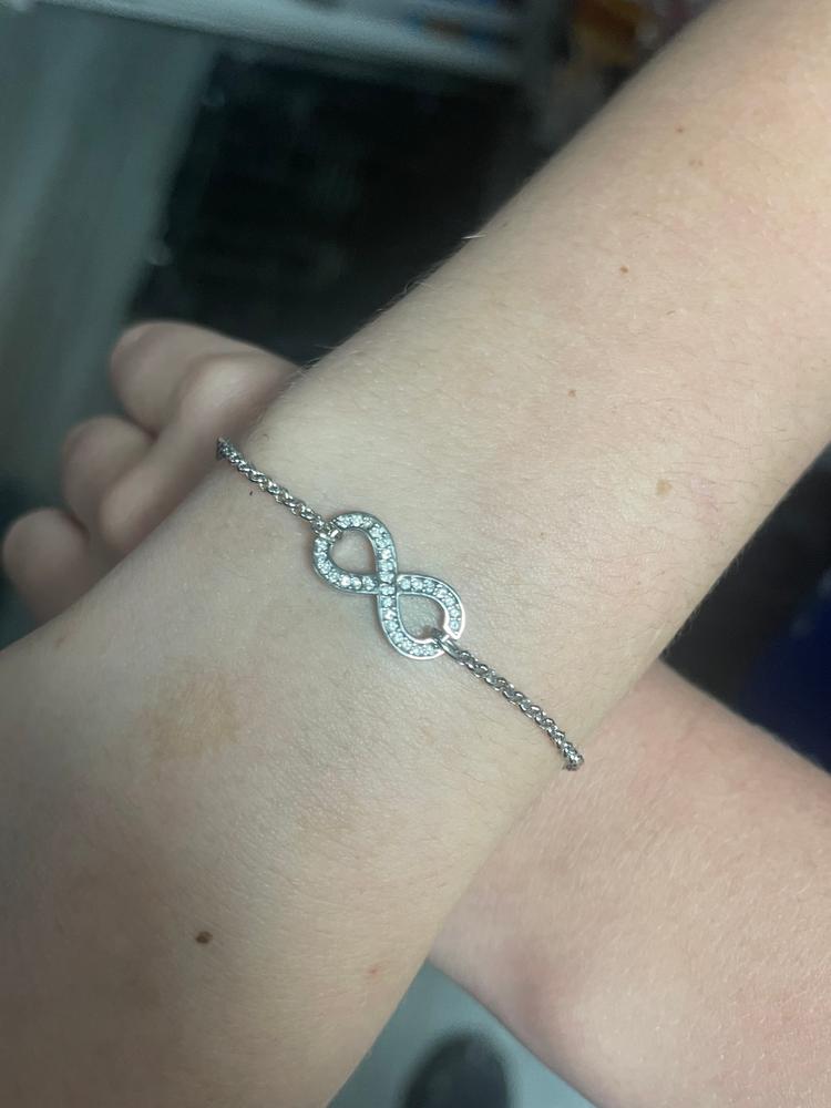 Morgan 18k White Gold Plated Crystal Infinity Bracelet - Customer Photo From Heather R.
