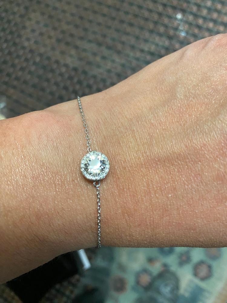 Blake 18k White Gold Plated Crystal Halo Bracelet - Customer Photo From Cindy N.