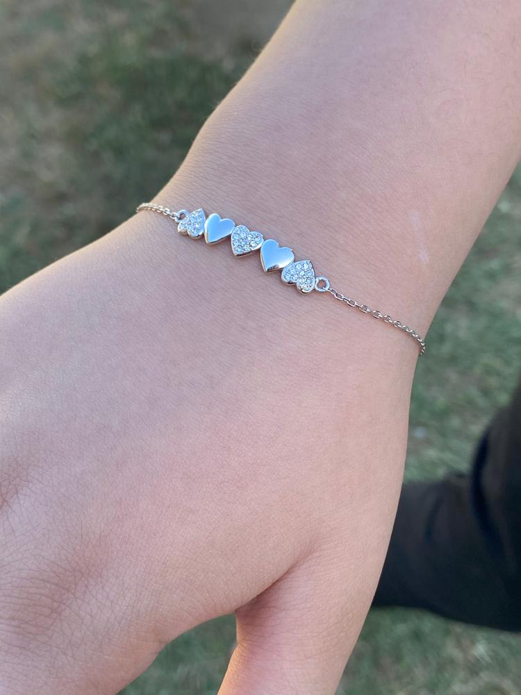 Juliette 18k White Gold Plated Heart Crystal Bracelet - Customer Photo From Yvette m.