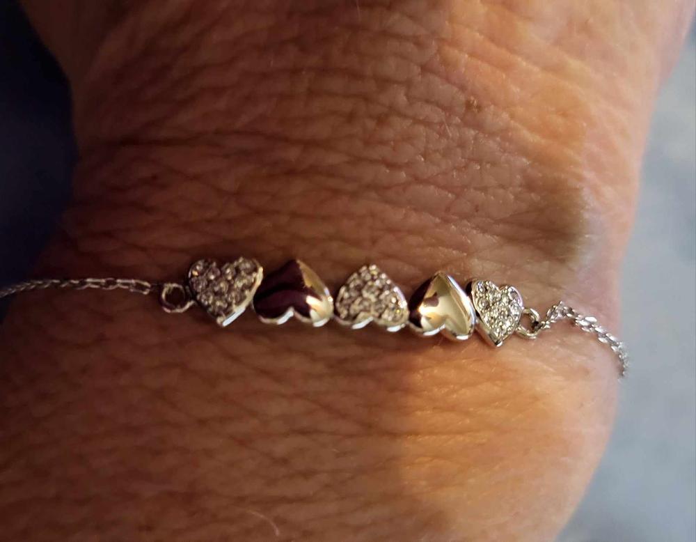 Juliette 18k White Gold Plated Heart Crystal Bracelet - Customer Photo From KL 