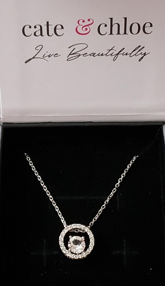 Reign 18k White Gold Plated Halo Crystal Necklace - Customer Photo From Angel G.