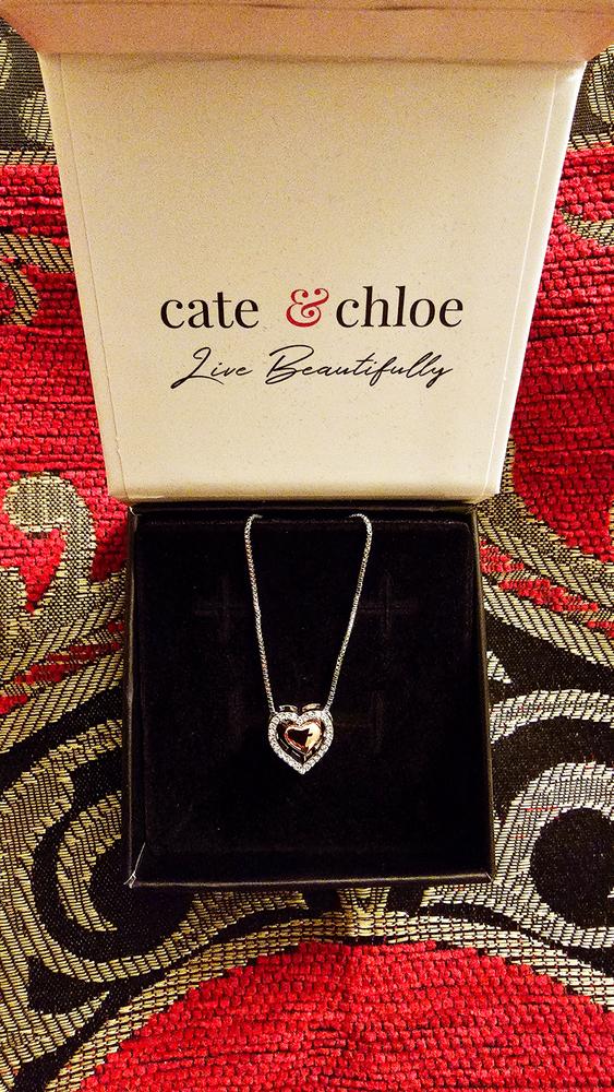 Zendaya 18k White Gold Plated Heart Necklace - Customer Photo From Jessica M.