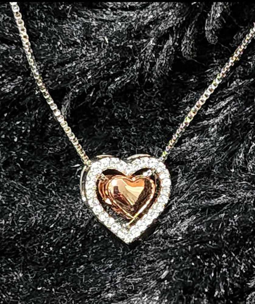 Zendaya 18k White Gold Plated Heart Necklace - Customer Photo From TabithaF
