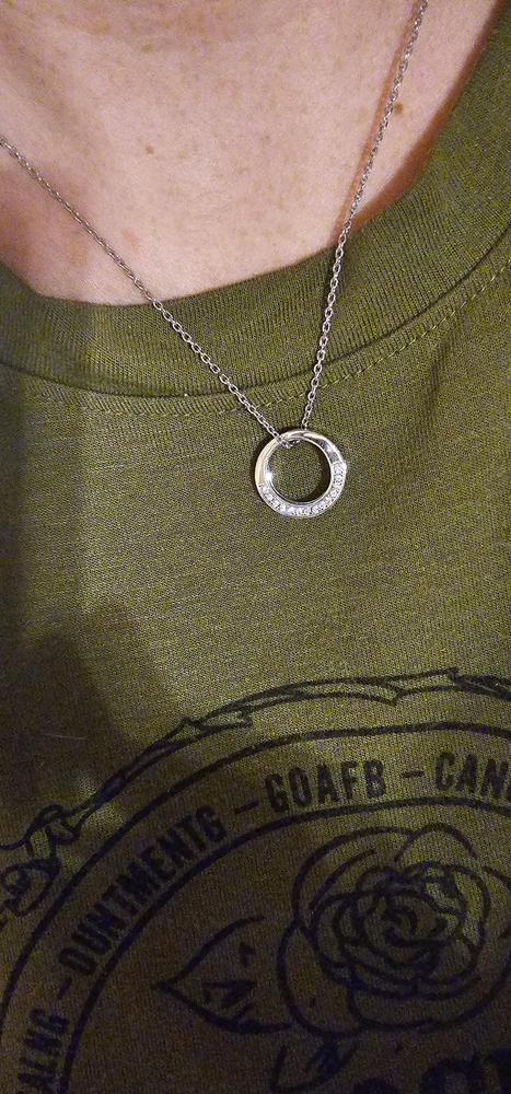 Vivianna 18k White Gold Plated Circle Pendant Necklace with Crystals - Customer Photo From Lindsey