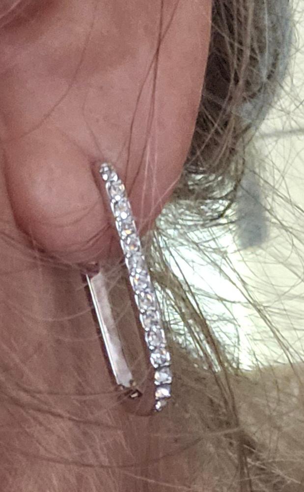 Nadia 18k White Gold Plated Crystal Hoop Earrings - Customer Photo From Cathy B.